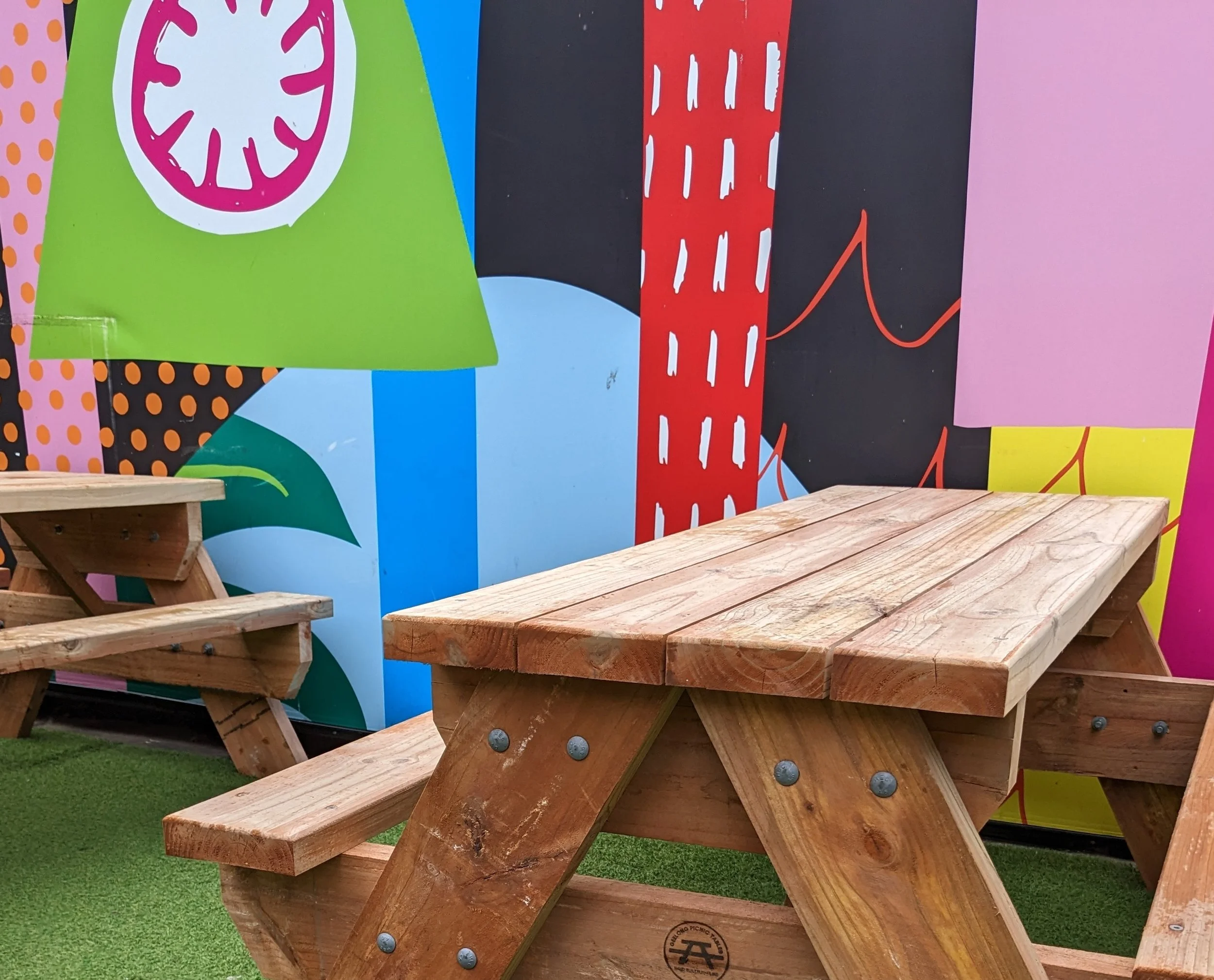 Solid Eight seater Picnic Tables displayed and made by Geelong Picnic Tables