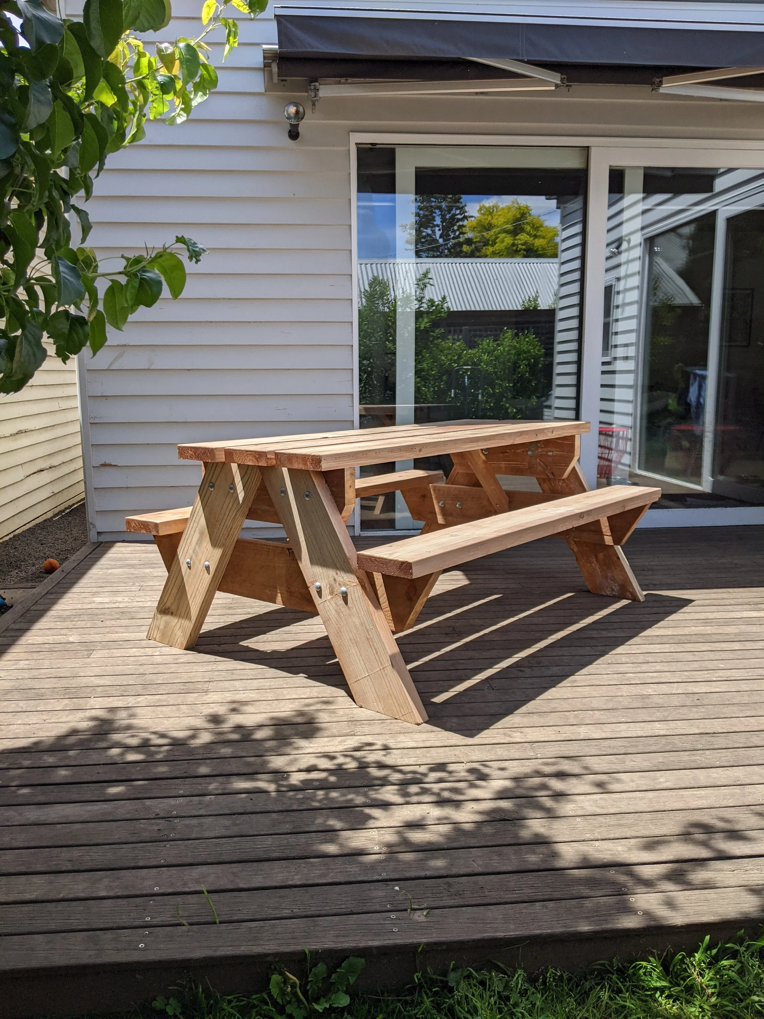 Six seater outdoor picnic tables