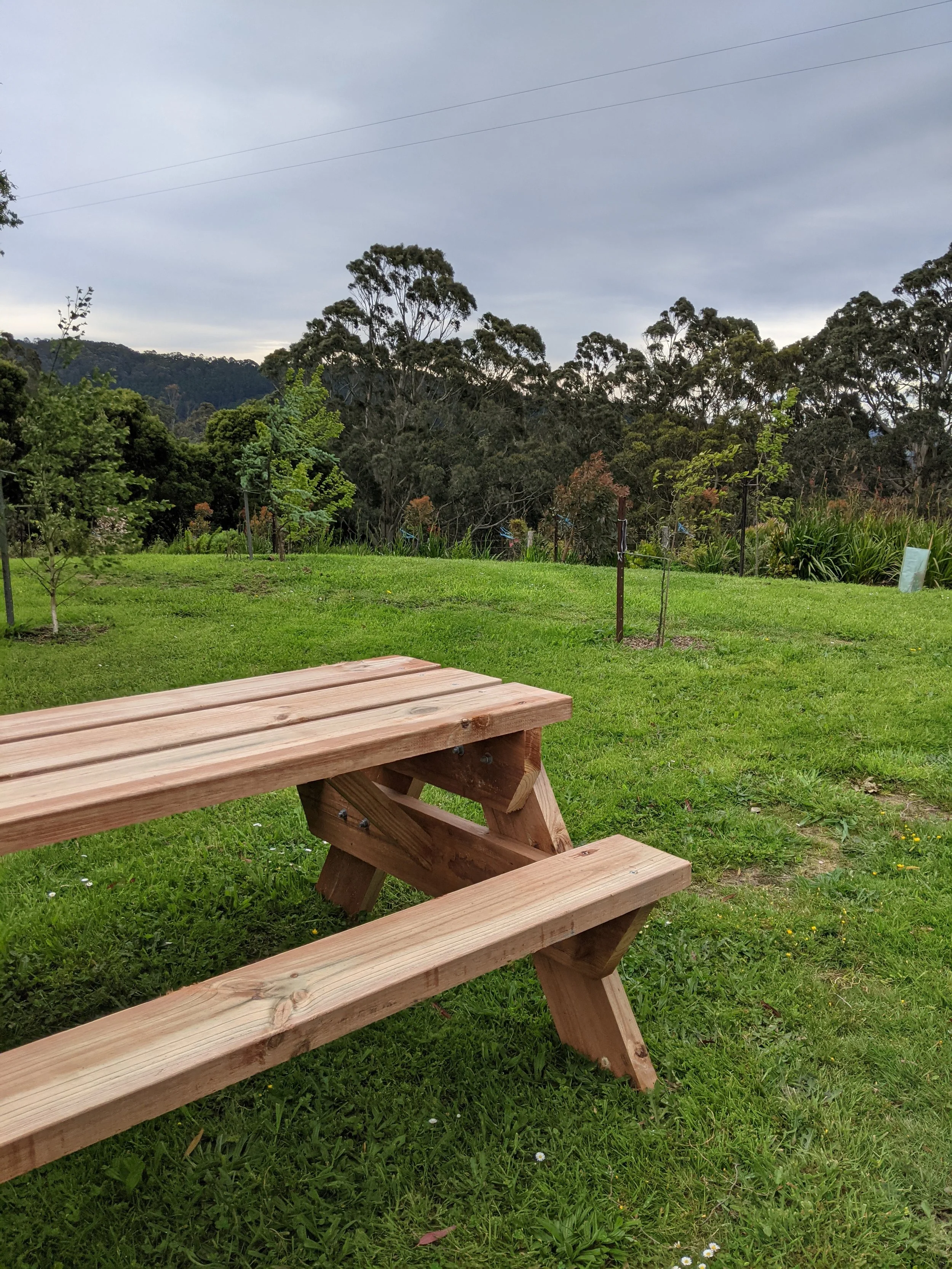 Closeup detail of 8 seater picnic tables made by Geelong picnic tables