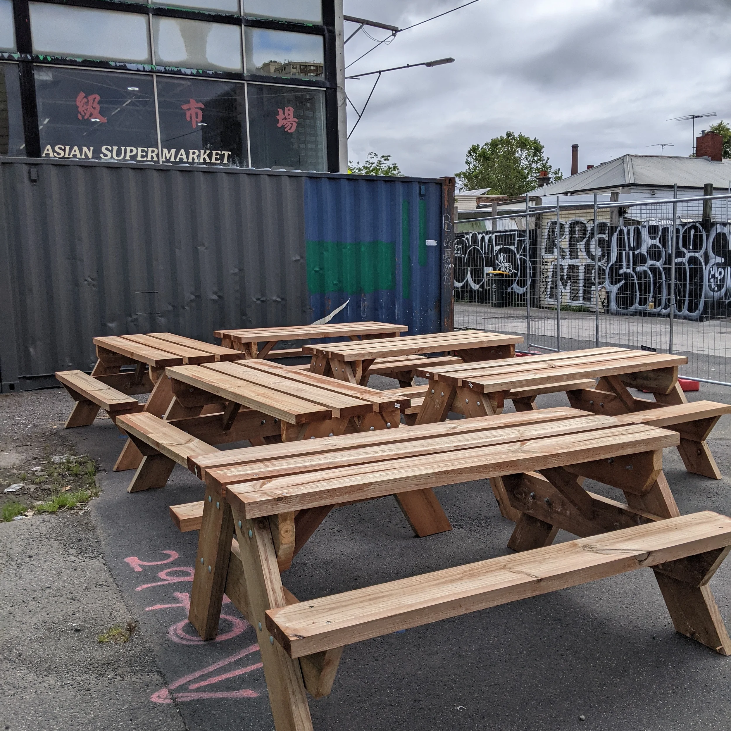 Six Seater Picnic Tables displayed by Geelong Picnic Tables