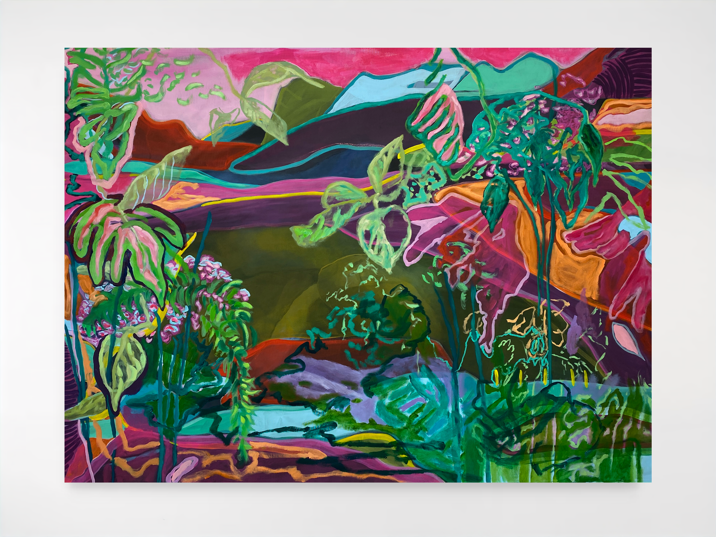Reconnecting 17, 2026, oil, acrylic, oil pastel on canvas - 120 x 160 cm (47.24 x 62.99 in)
