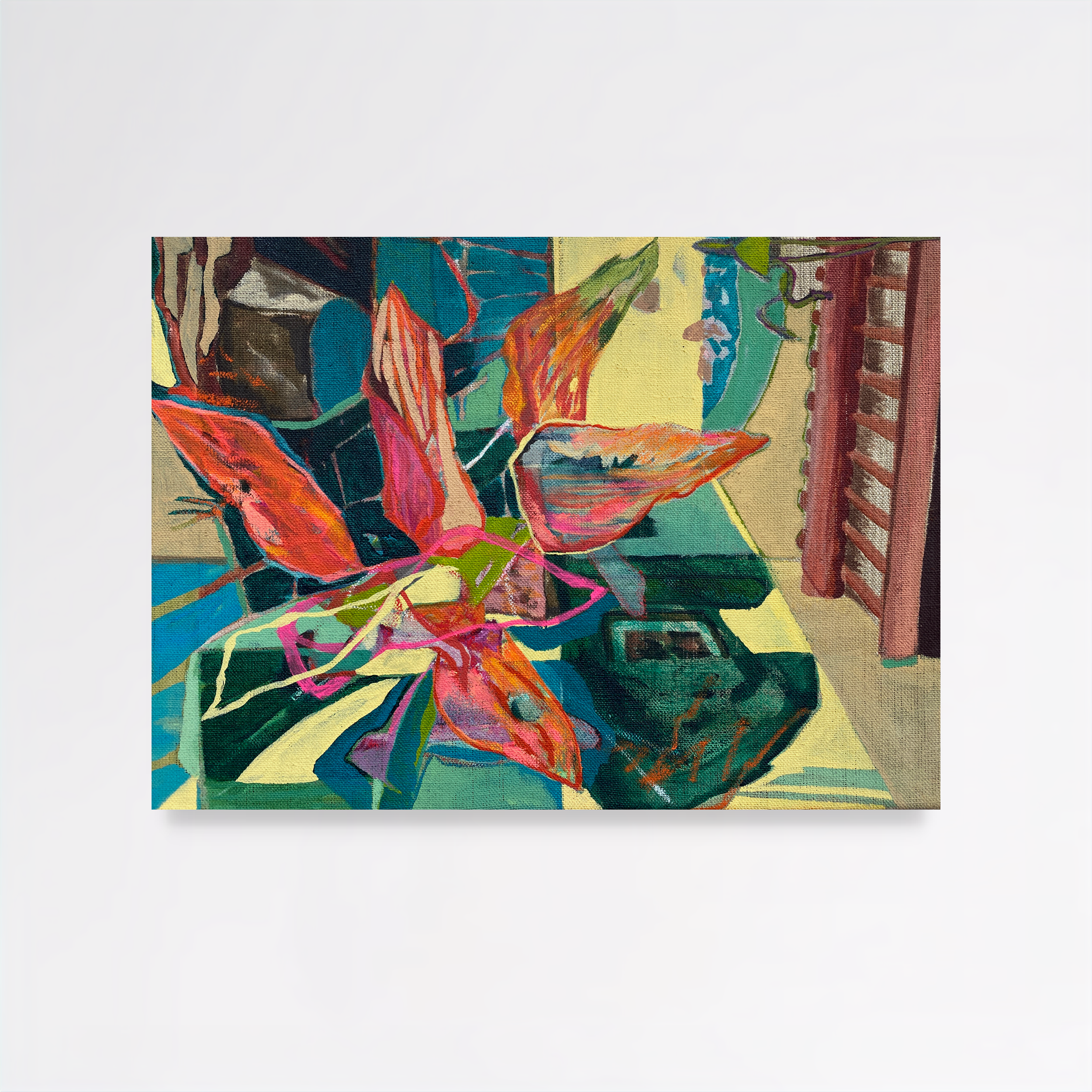 Imaginary Room III, 2025, Acrylic on raw linen  — 29x40x2 cm