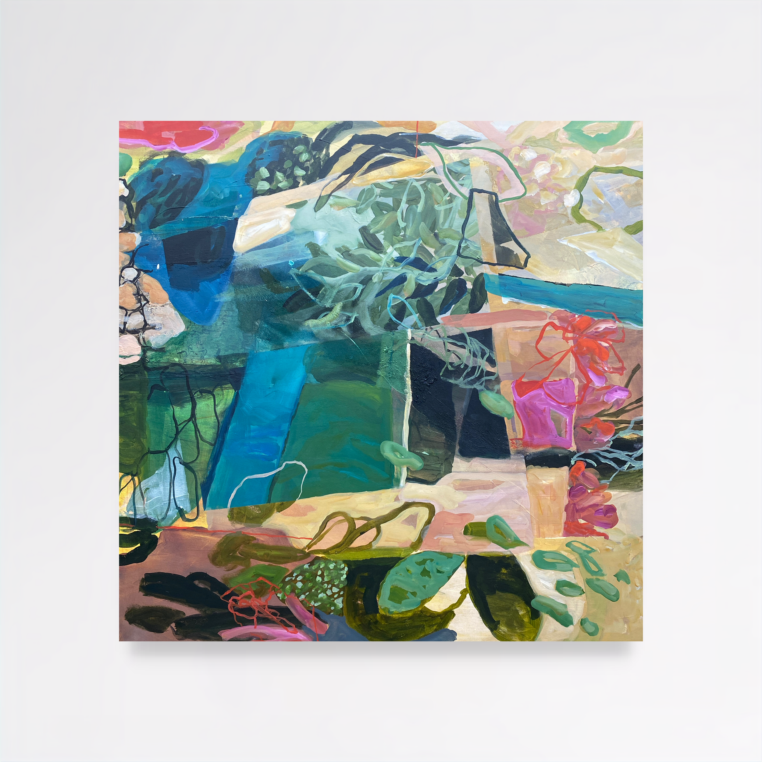 Hidden Garden, 2025, Acrylic on canvas  — 100x100x4.5 cm
