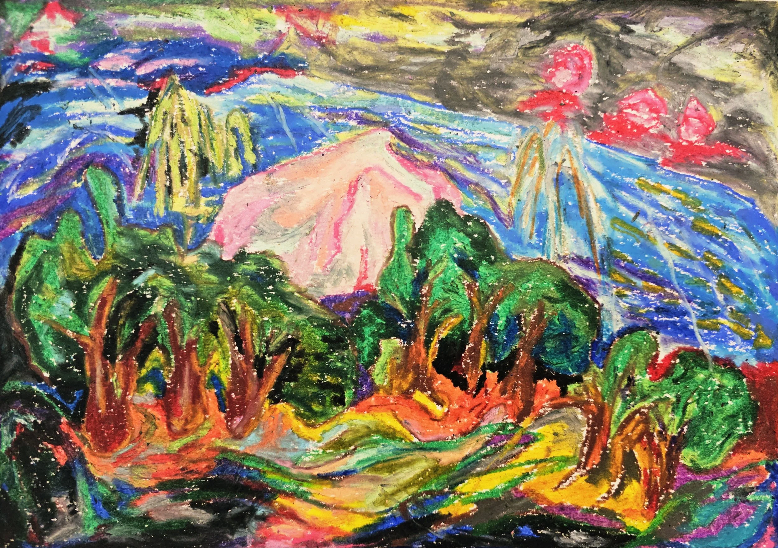 The Strange Forest – Drawing Series,
oil pastel on paper, 29.7×21 cm, 2025