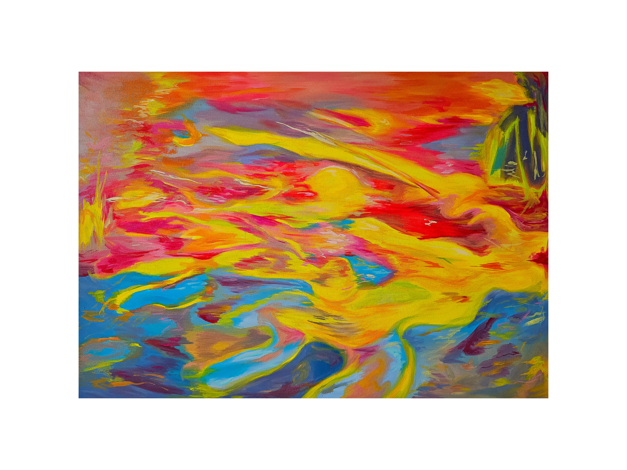 Blending Forms: Moments of Light over the Sea, oil on canvas, 100 × 70cm, 2024