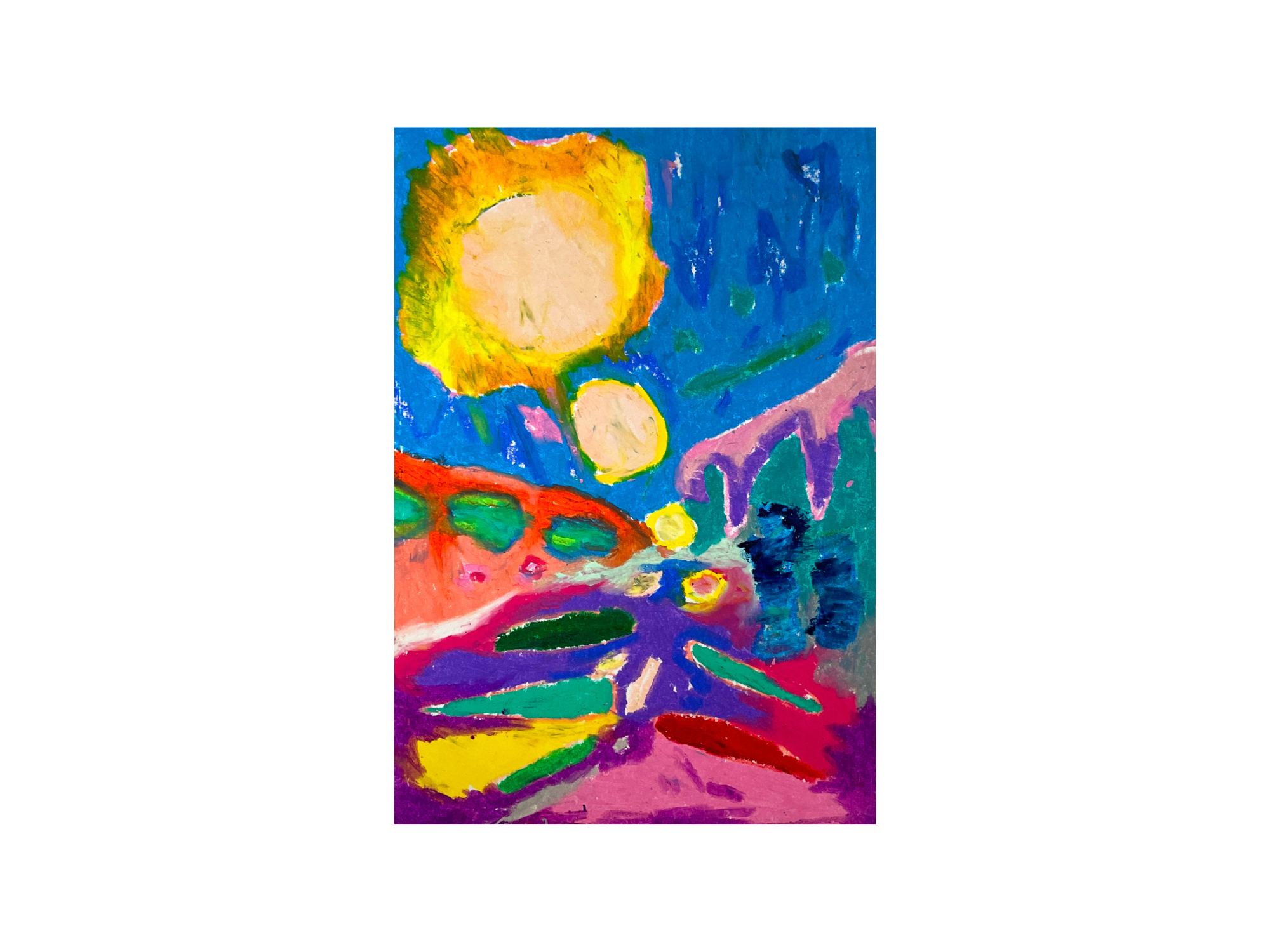 Light in the Tunnel, oil pastel on paper, 16×23cm, 2022