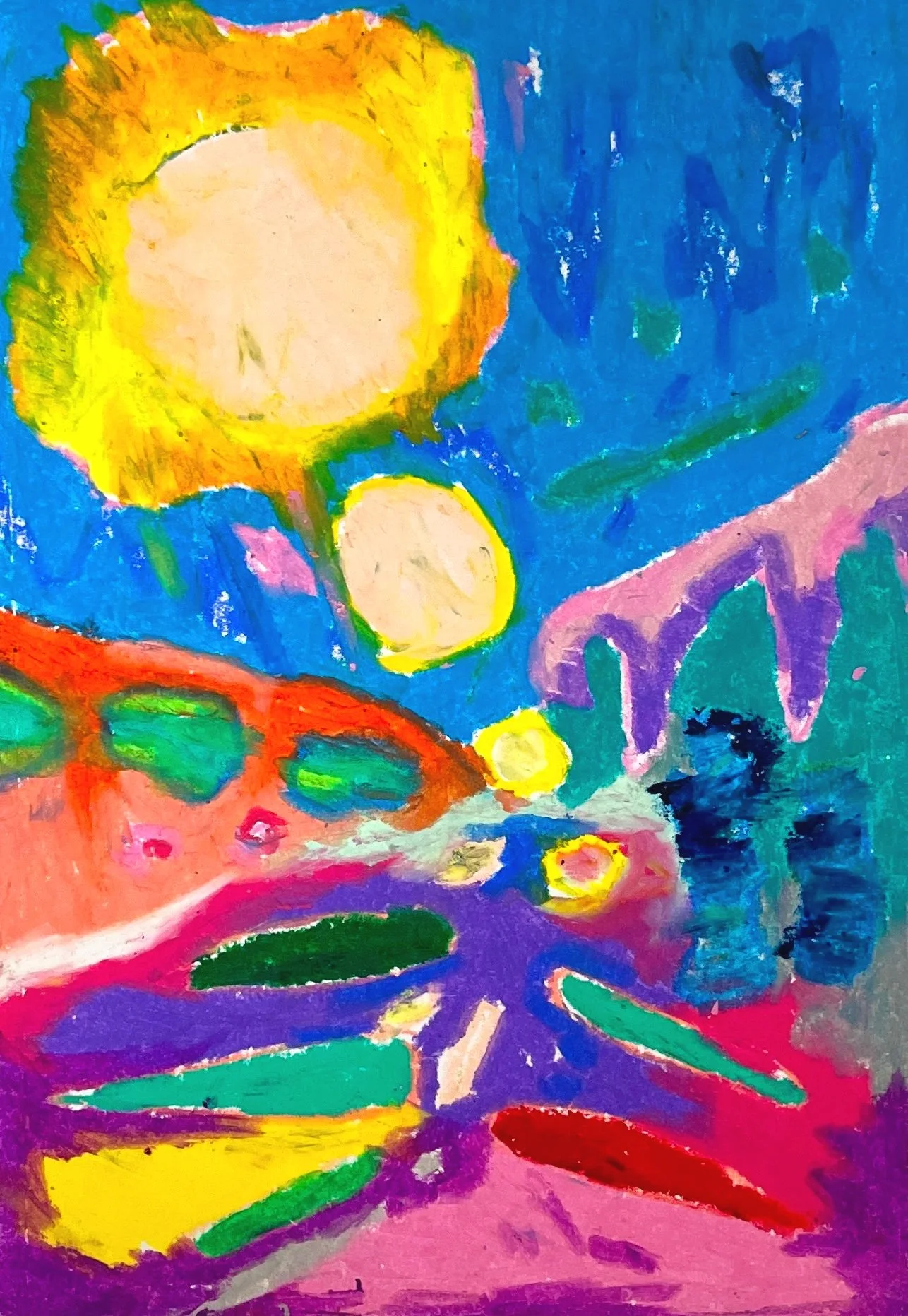 Light in the Tunnel, oil pastel on paper, 16×23cm, 2022