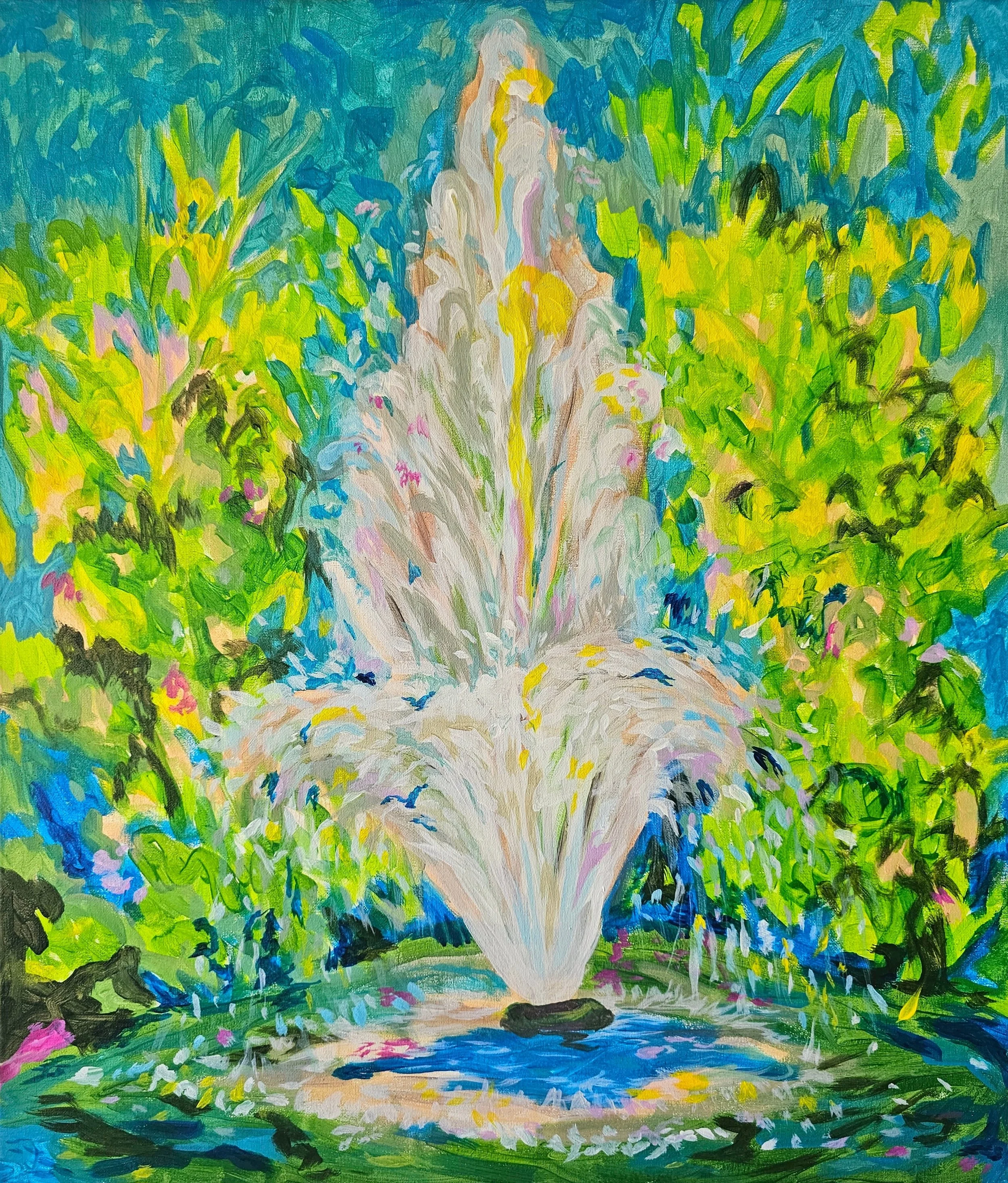 Fountain at Noon, acrylic on canvas, 60×70cm, 2023