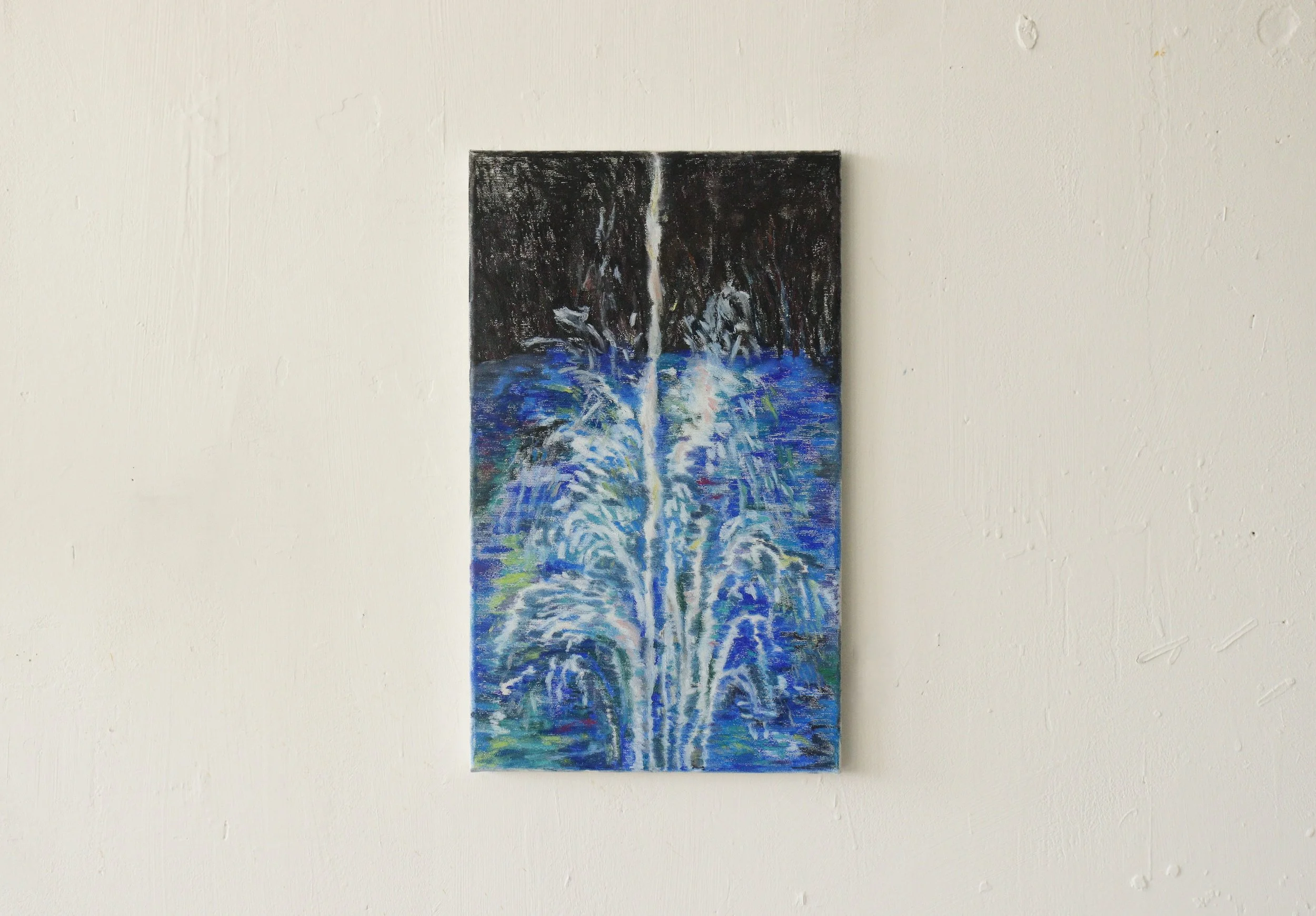 Rising Water Jet, Oil pastel on Canvas,
50 × 30 cm, 2023