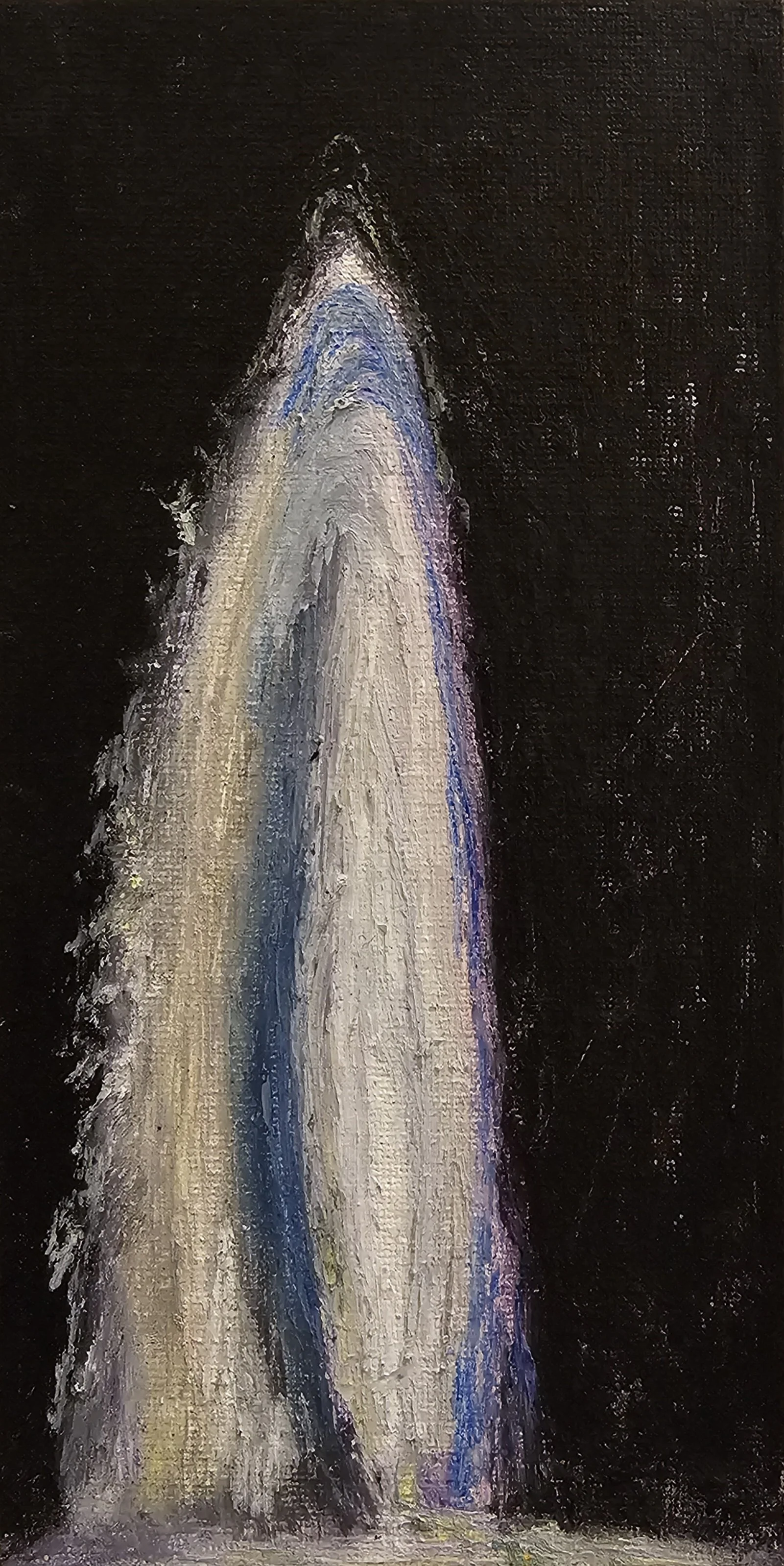 Rising Jet of Water, oil pastel on painting cardboard, 13×18cm, 2023