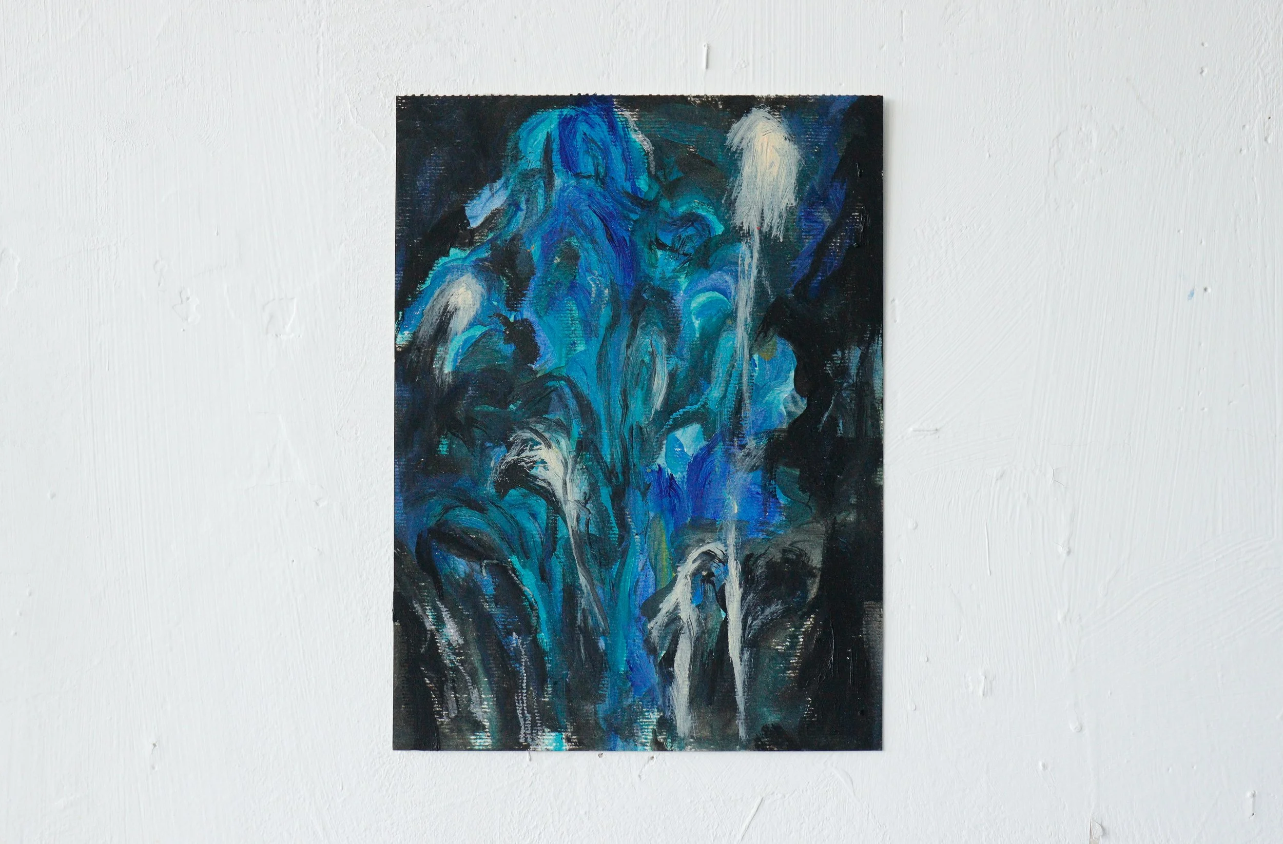 Rising Water Jet, Oil on paper, 28 × 21 cm, 2023
