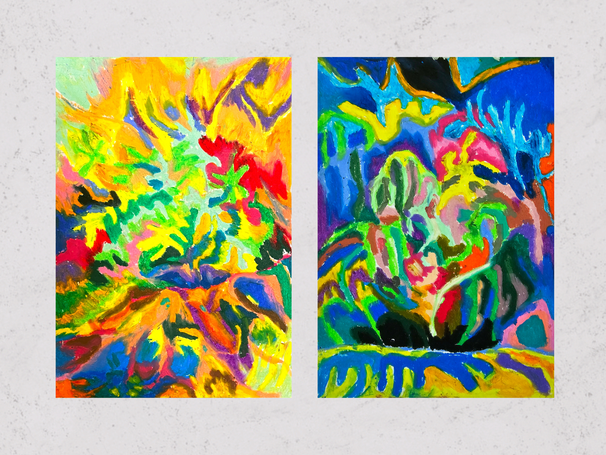 Light on the Surface, oil pastel on paper, 16×23cm, 2022