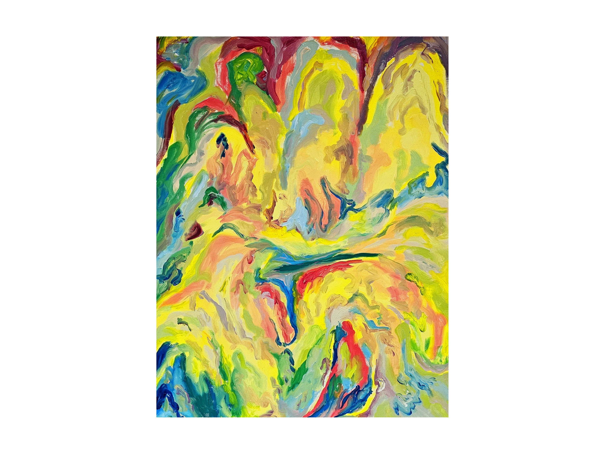 Light on the Surface, oil on paper, 50×64.5cm, 2024