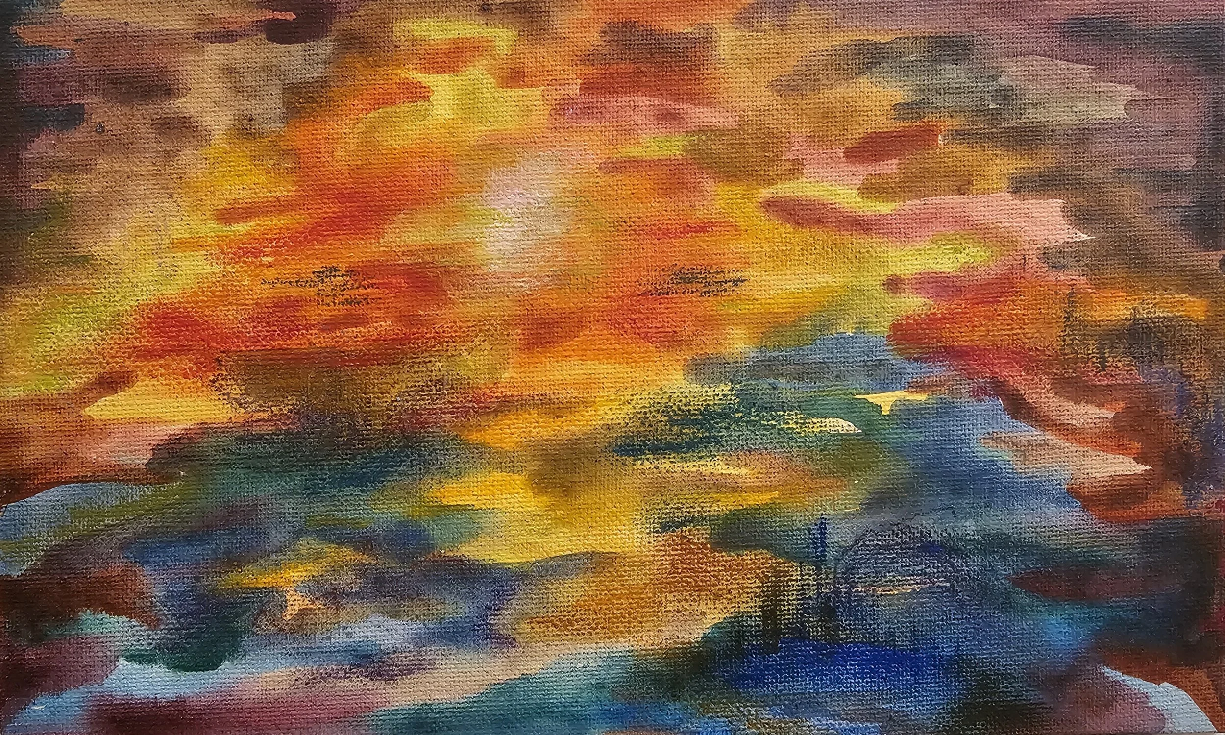 Light in the River – Sunset Series,
acrylic on painting cardboard, 25×15 cm, 2024