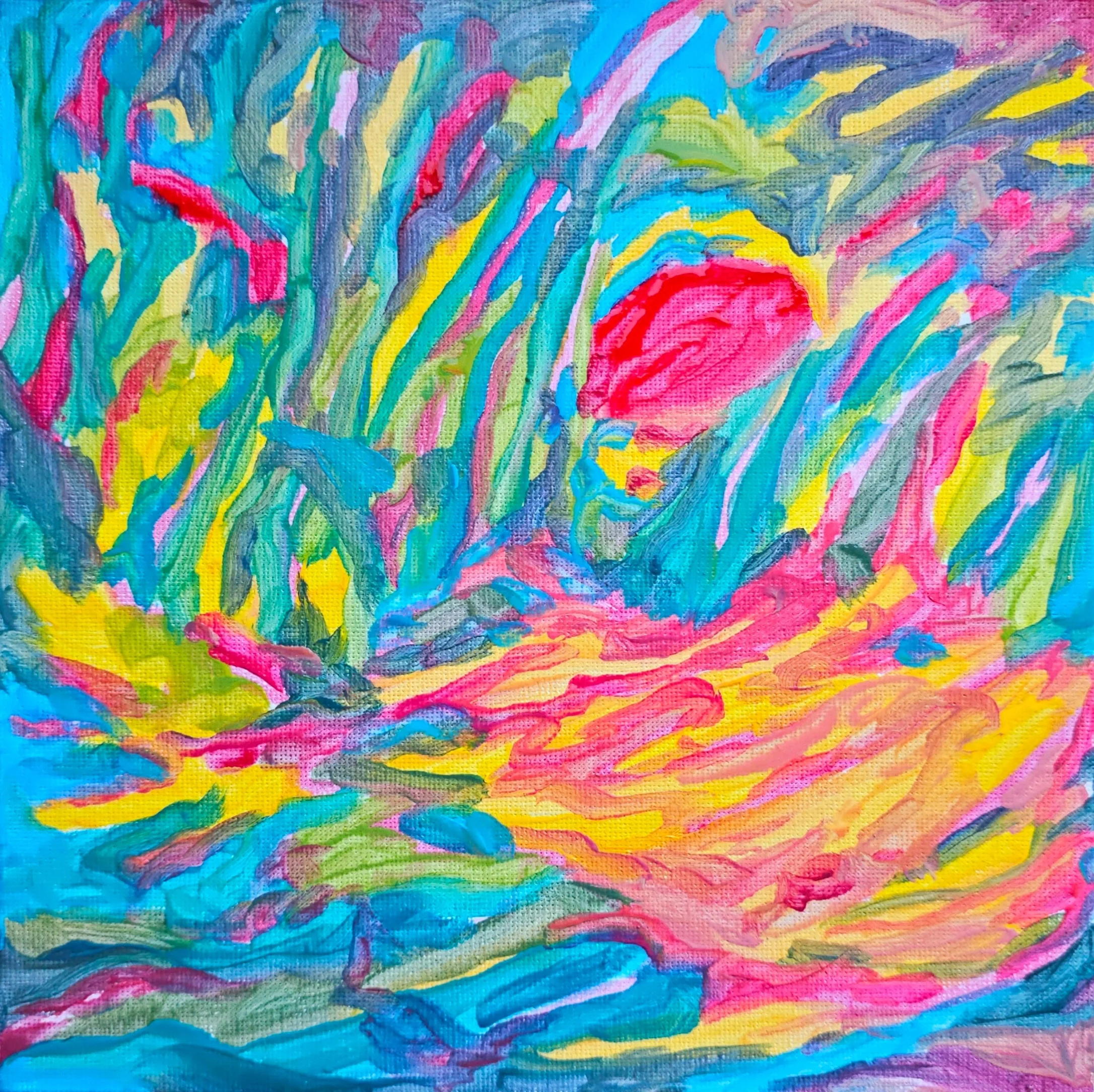 Sunset in the Forest,
oil on canvas panel, 20×20 cm, 2025