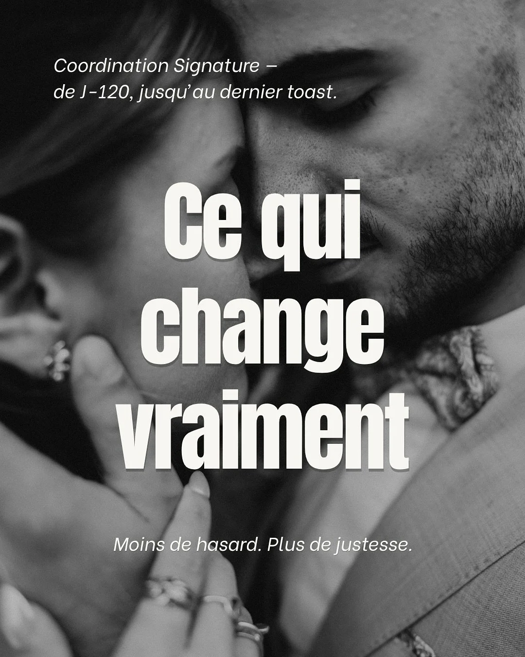 Ce qui change vraiment.
 Pas par hasard &mdash; par pr&eacute;paration. 
La Signature, c&rsquo;est entrer &agrave; J-120 et poser ce qui change vraiment la journ&eacute;e : &bull; Rep&eacute;rage du lieu + parcours fluide invit&eacute;s &amp; prestat