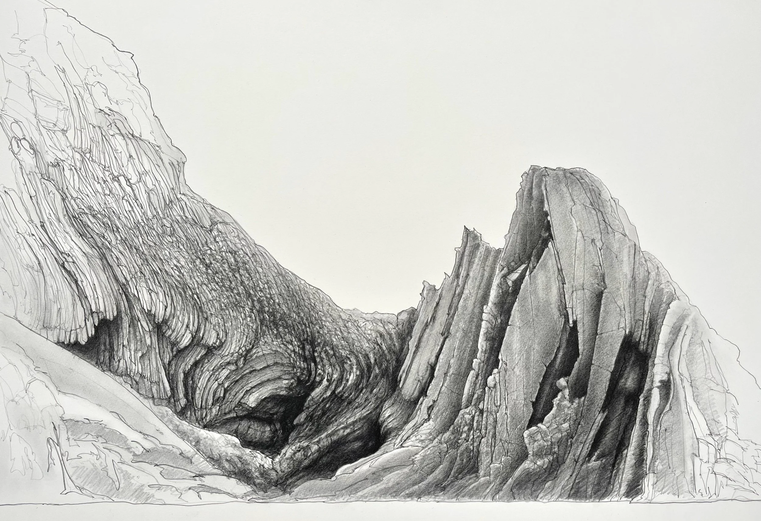 Bid na Faing, Eilean Mhuire, Shiant Isles - drawing 56 x 76 cm  £2700   
