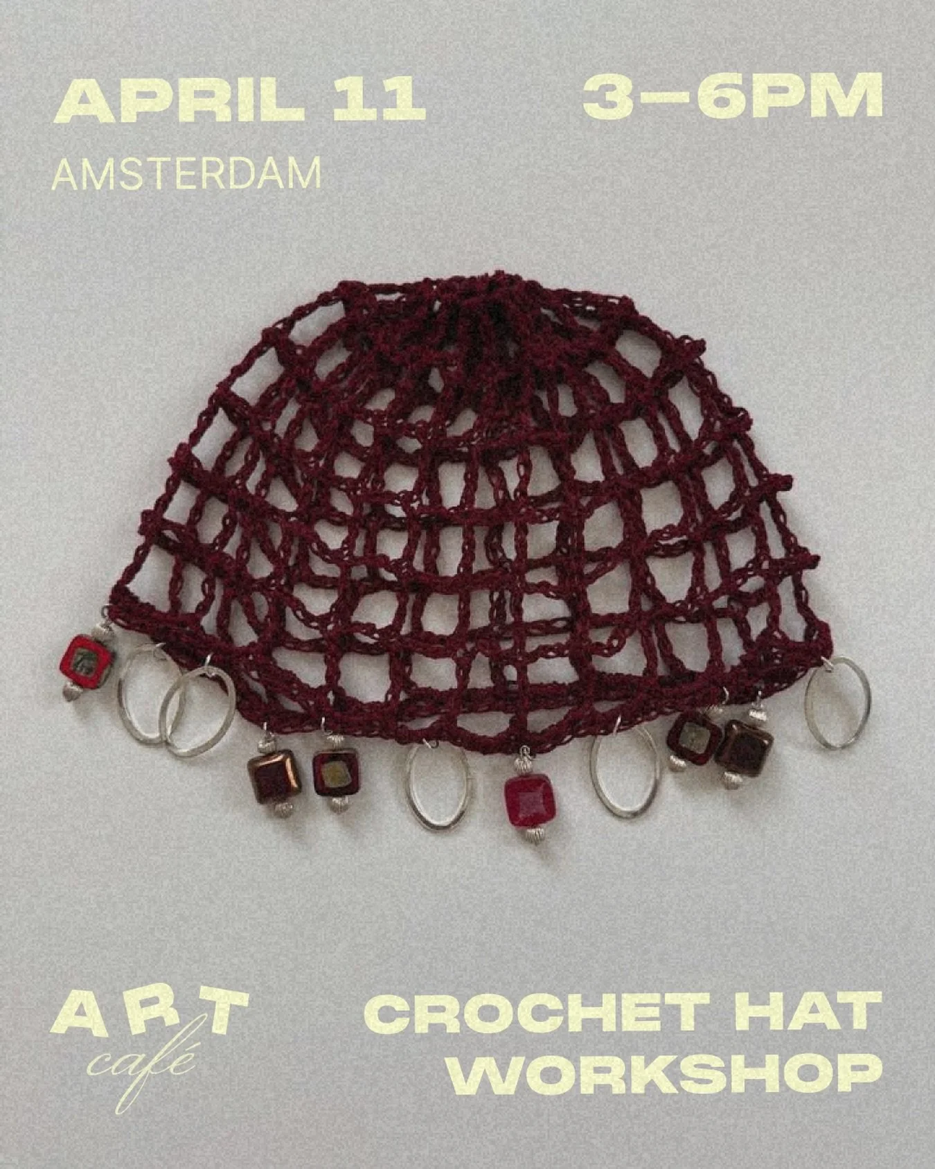 Crochet Hat Workshop with @viavera_ | Saturday, April 11 | 15:00&ndash;18:00 | &euro;65 | Reserve your spot via the link in bio!

In this workshop, Vera will teach you how to read a crochet pattern and guide you in making your own hat.
Afterwards, yo