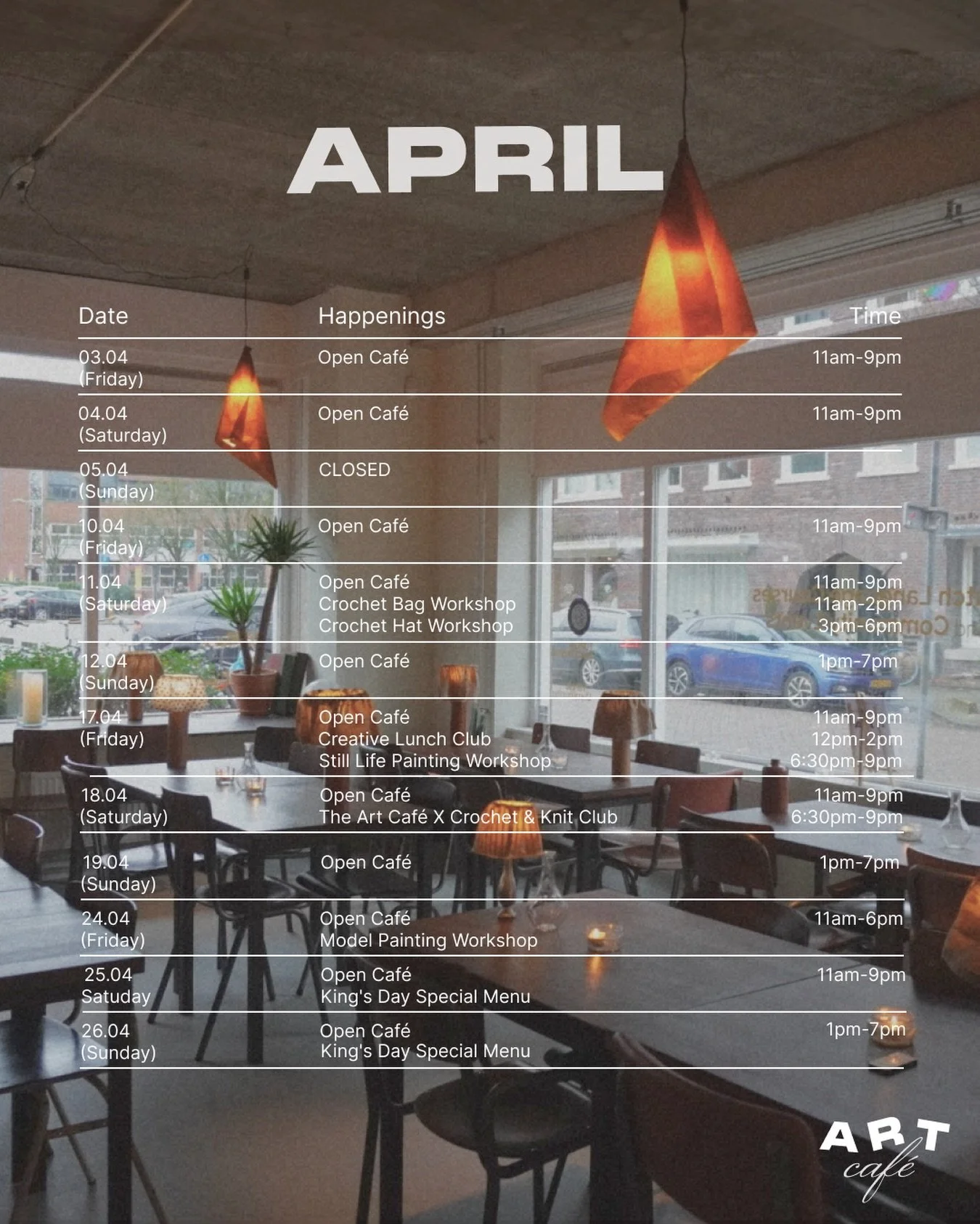 April Agenda 💛 Book via link in bio or send dm!