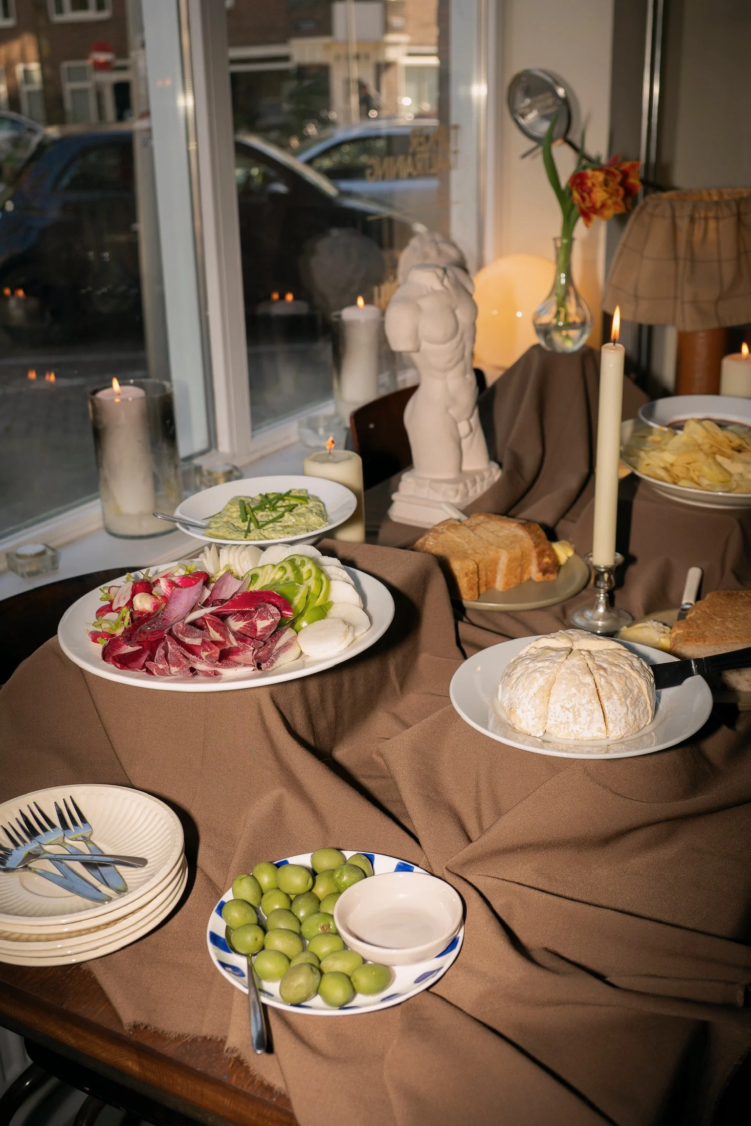 Fresh food and drinks served for a group celebration at The Art Café in Amsterdam city centre.