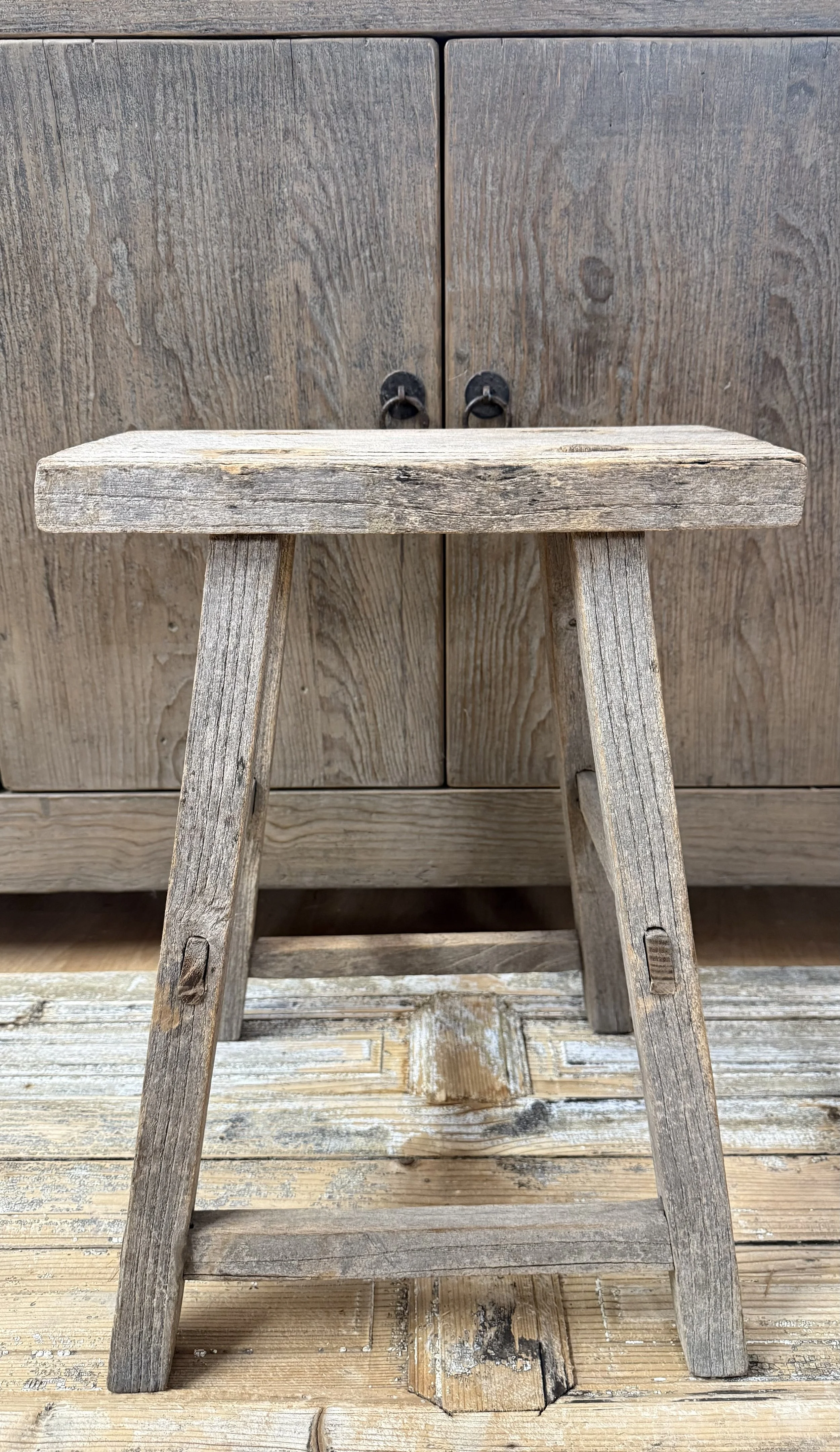 Rustic Wooden Elm Stool
