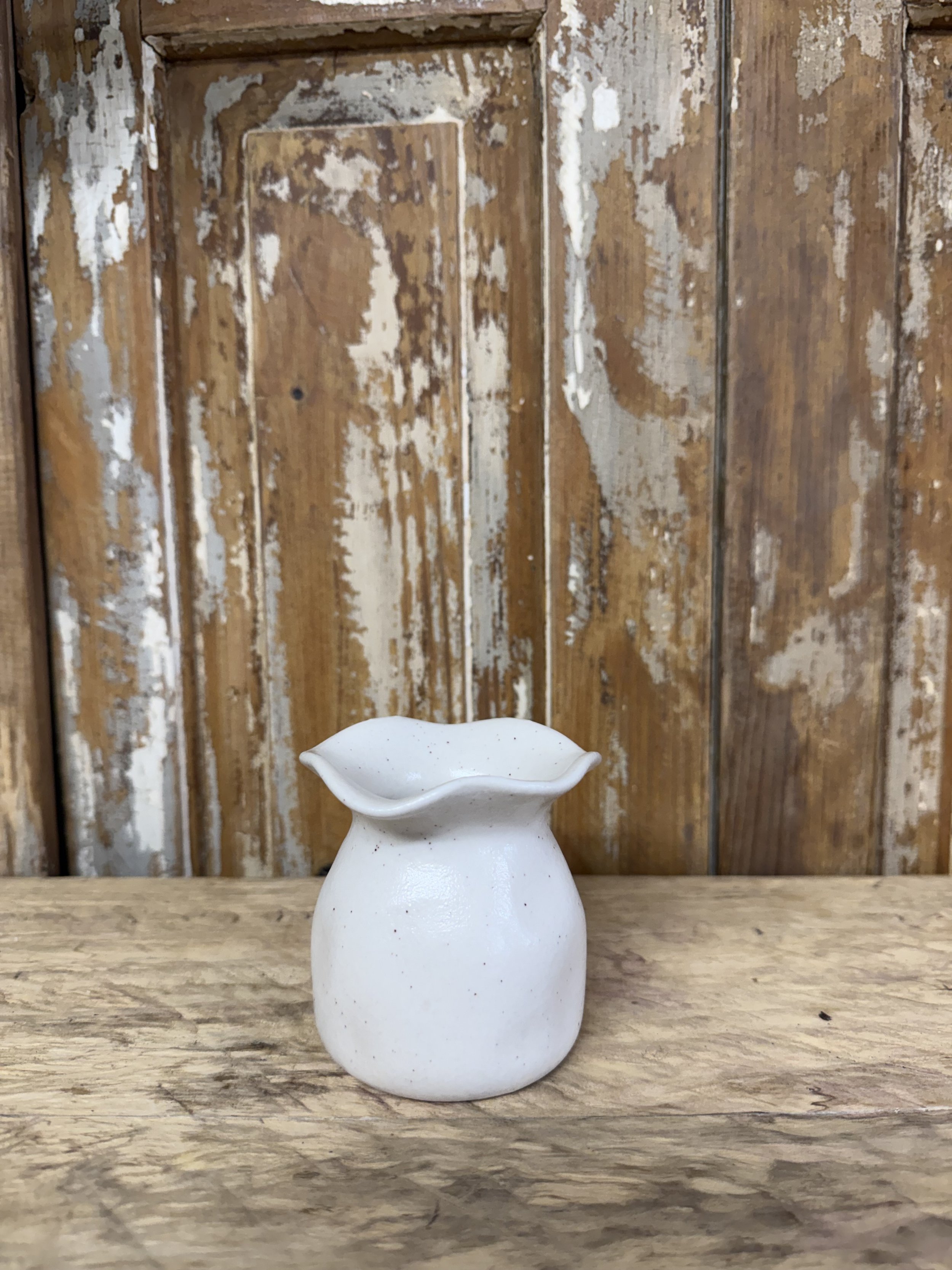 Rustic Ruffled Ceramic Vase