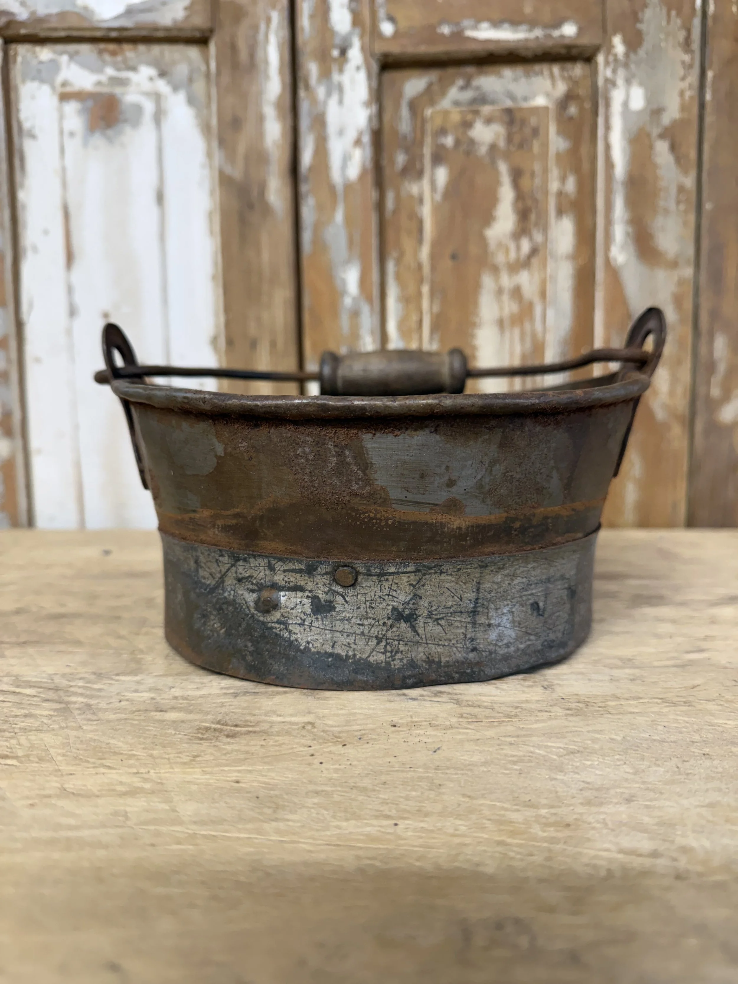 Rustic Vintage Metal Bucket Small