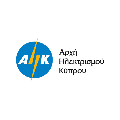 Logo of Cyprus Electricity Authority, featuring a blue circle with 'A' and 'K' and a lightning bolt, with Greek text that translates to 'Cyprus Electricity Authority'.