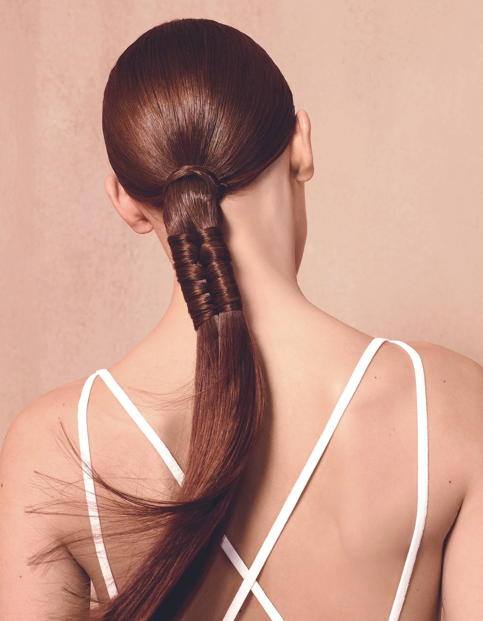 Long hair in pony tail