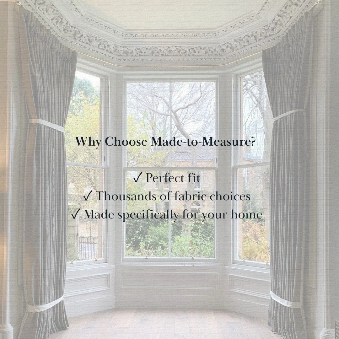 One of the questions we're asked most often is why choose made-to-measure instead of ready-made?

The biggest difference is fit.

Ready-made curtains and blinds are designed to fit standard window sizes. Made-to-measure products are designed specific