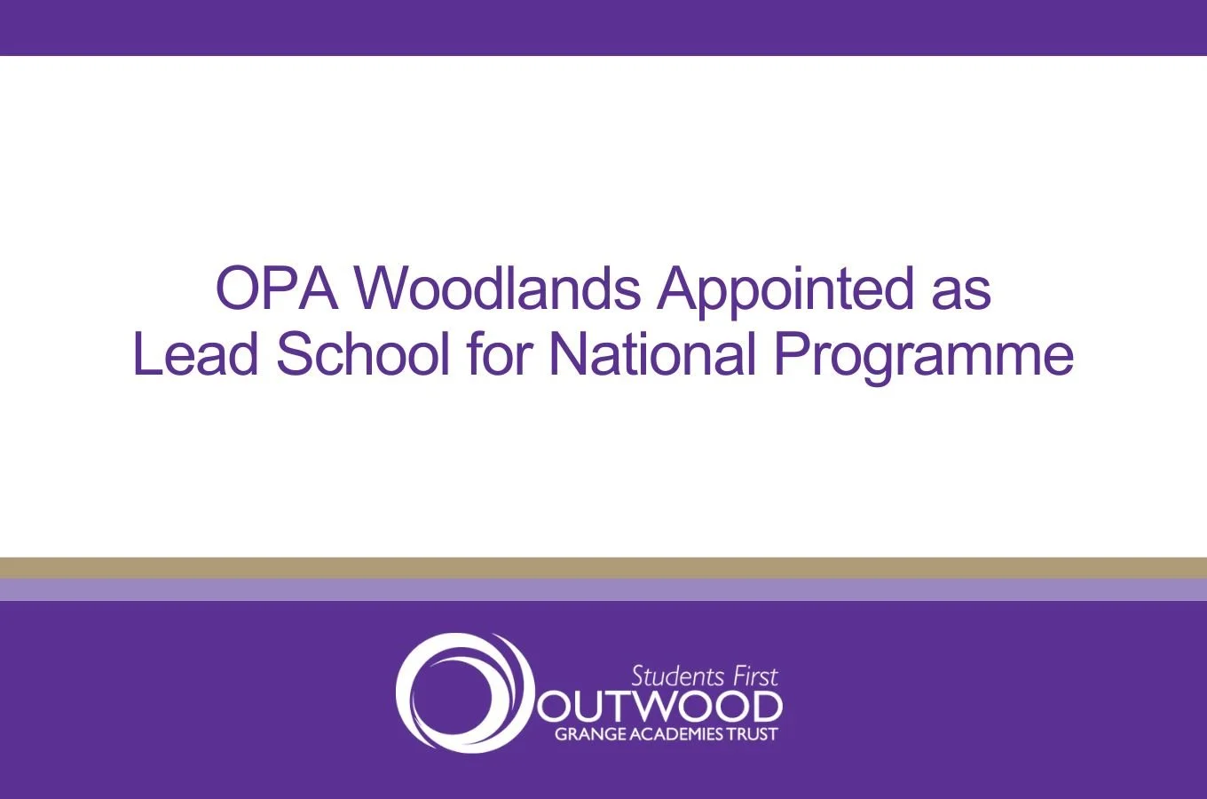 Outwood Primary Academy Woodlands Appointed as Lead School for National Programme