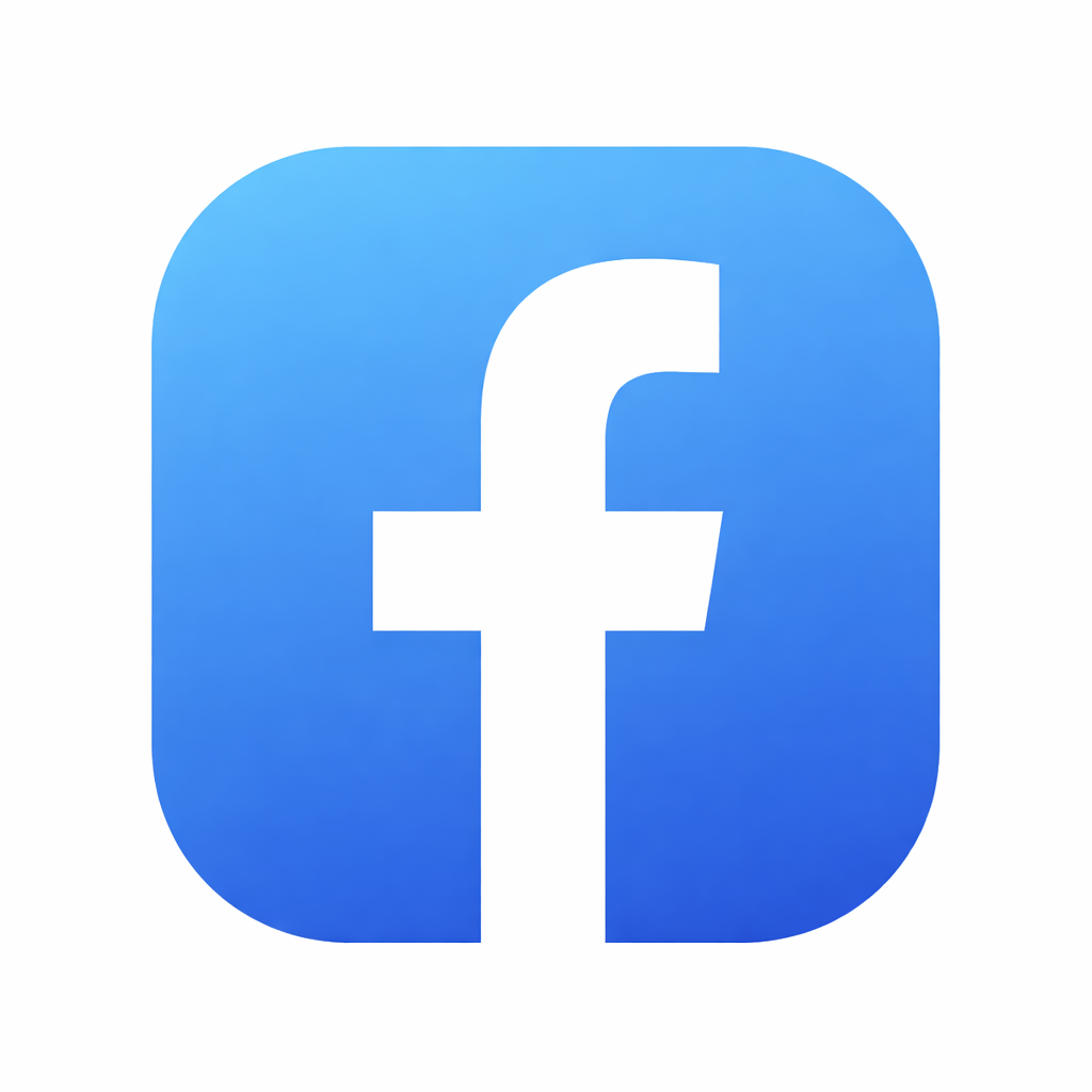 Facebook app icon with a blue gradient background and a white lowercase letter 'f' in the center.