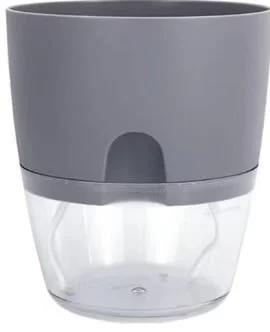 A gray and clear vacuum-sealed food storage container.