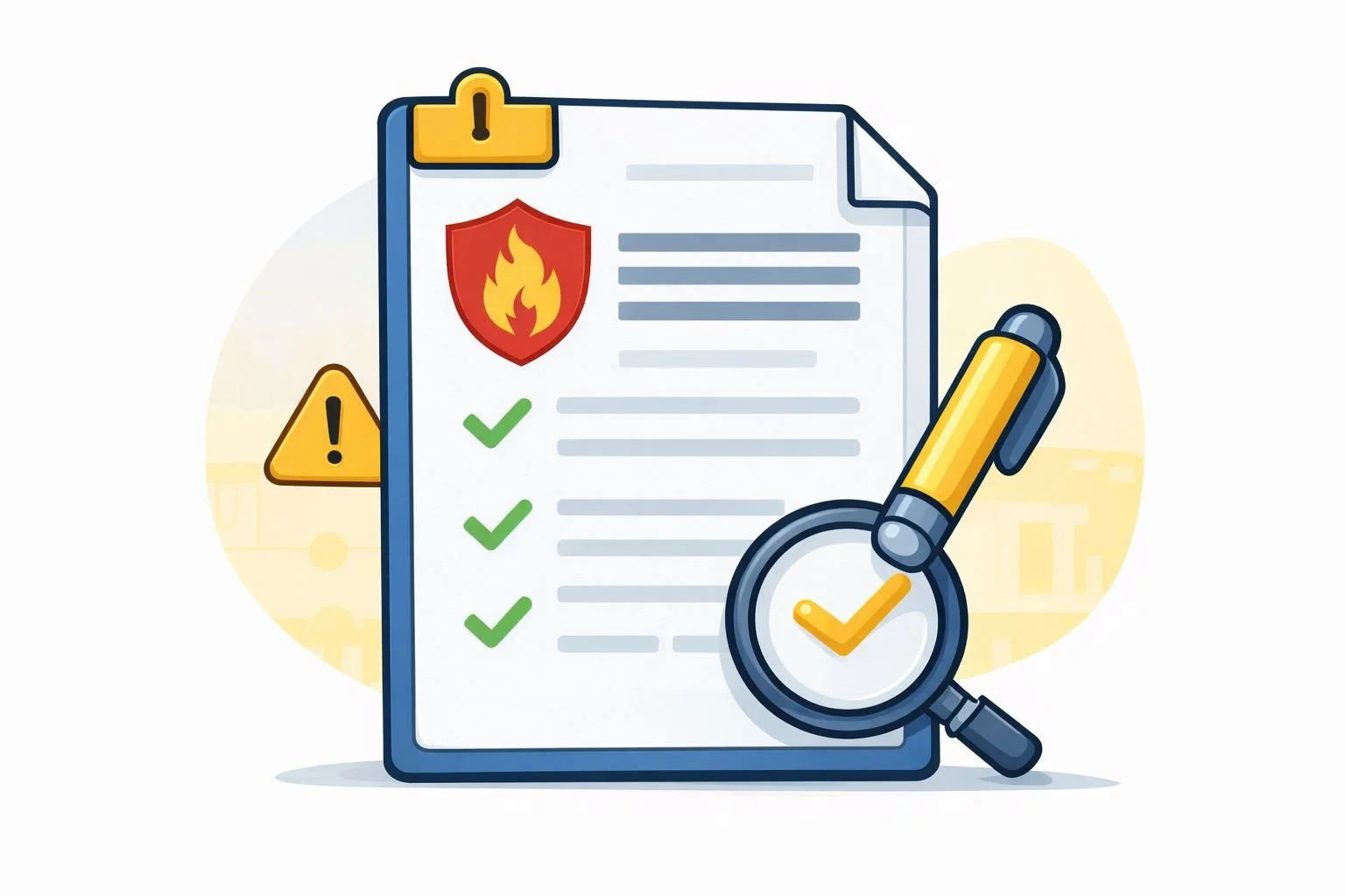 Written fire risk assessment report showing completed checks and recommended actions.