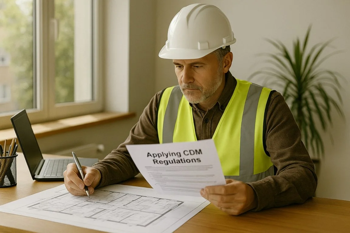 Principal designer assessing construction design risks and applying CDM regulations during the planning stage.