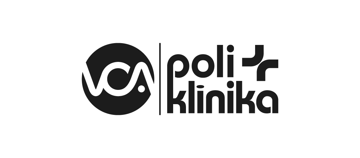 Logo of Poliklinika VA with stylized wave and text