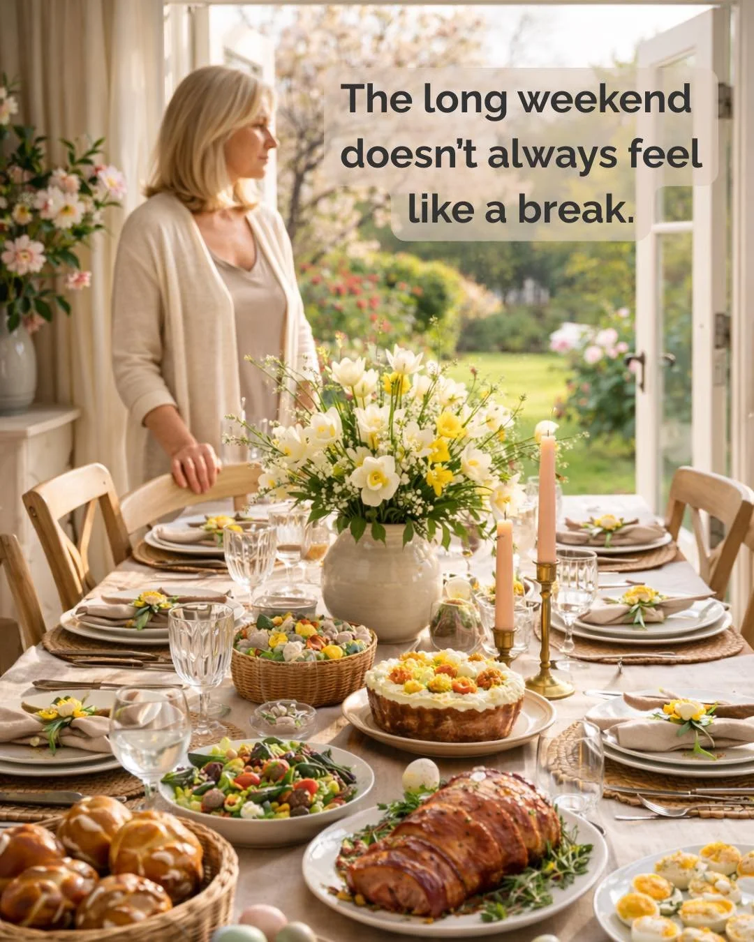 The long weekend doesn&rsquo;t always feel like a break.

Sometimes it&rsquo;s fuller than usual.

More people.
More noise.
More to think about.

Or sometimes it&rsquo;s quieter than expected.
And that can feel strange in its own way.

Midlife has a 