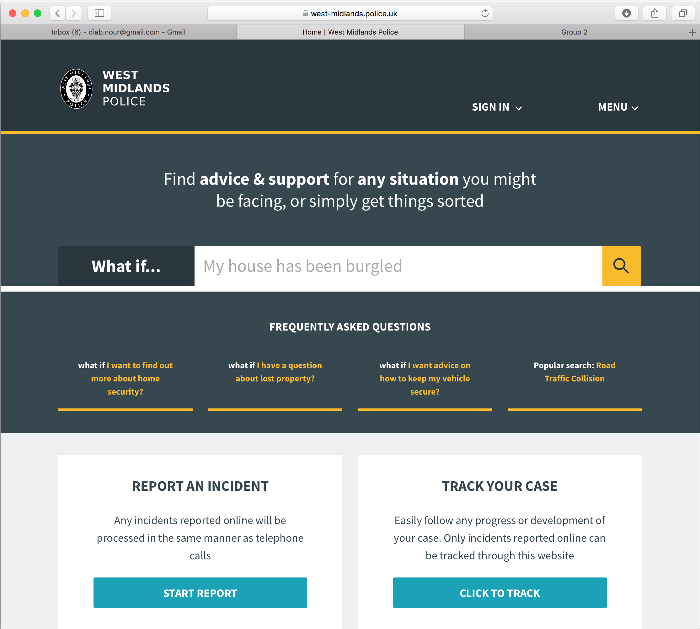 West Midlands Police: citizen self-help portal