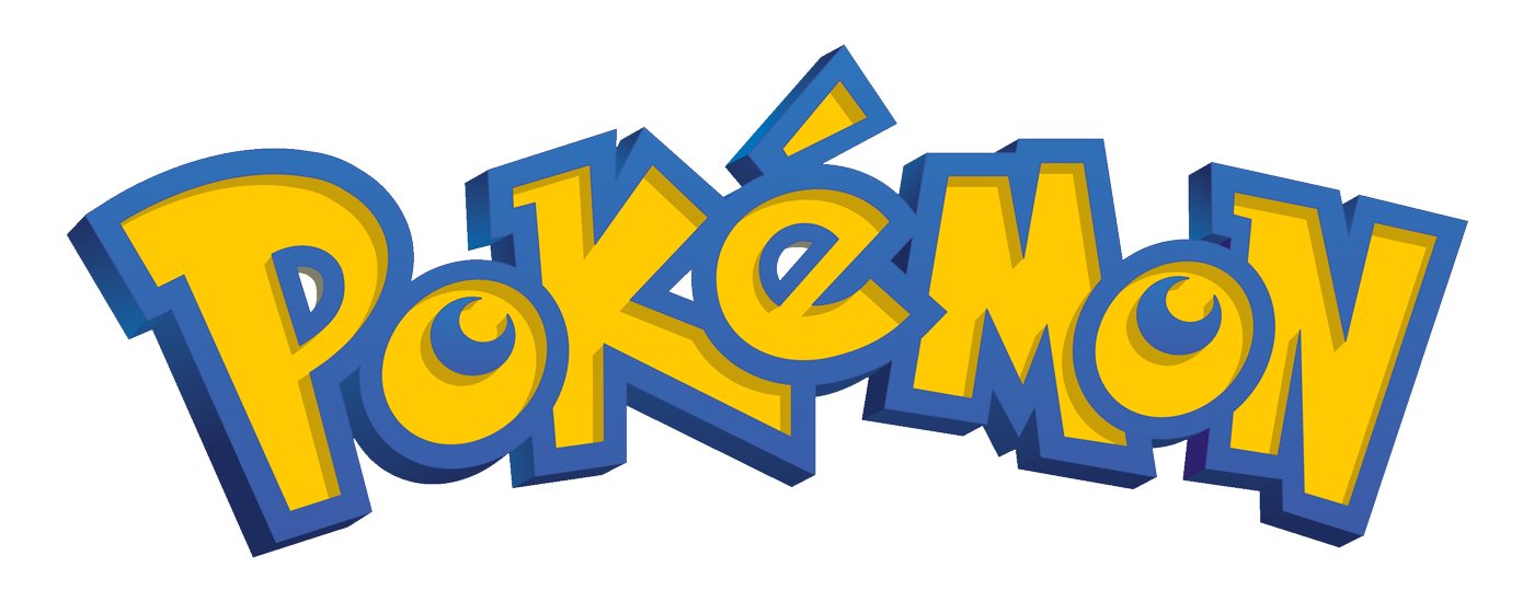 Colorful Pokémon logo with yellow and blue lettering.
