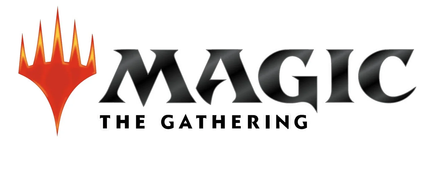 Magic: The Gathering logo featuring a red mana symbol and bold black text.