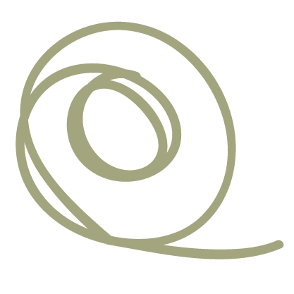 Outline of a coiled fire hose on a black background.