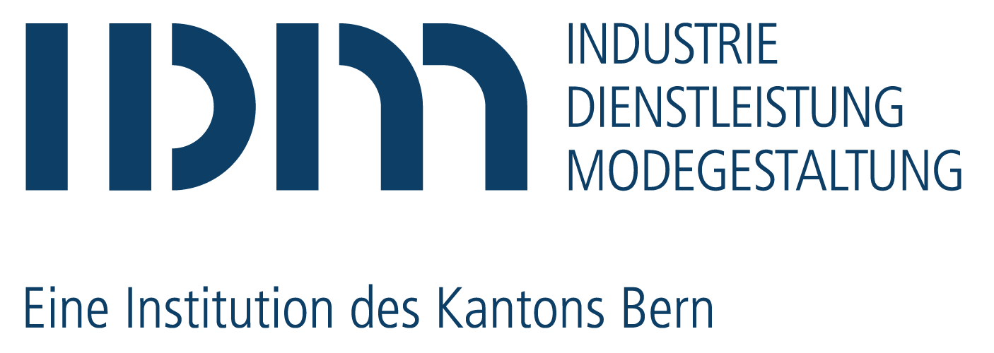 Logo der Institution 'IPH' mit den Worten Industrie, Dienstleistung, Modegestaltung und dem Text 'Eine Institution des Kantons Bern'.