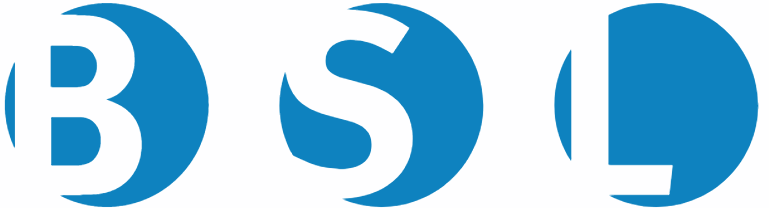 Drei stilisierte blaue Kreise mit weißen Buchstaben B, S und D darin.
