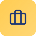 Icon eines Koffers auf gelbem Hintergrund
