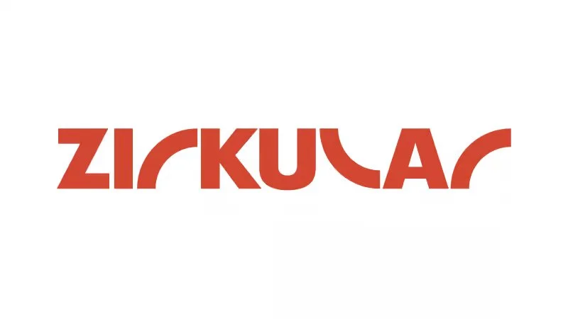 Der Text 'Zirkular' in roter, künstlerisch verzerrter Schrift auf weißem Hintergrund.