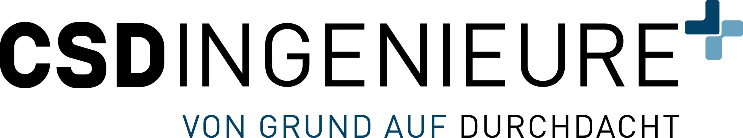 Grafik mit Logo der CSDINGEN NEUEUTE und Slogan 'Von Grund auf durchdacht'.
