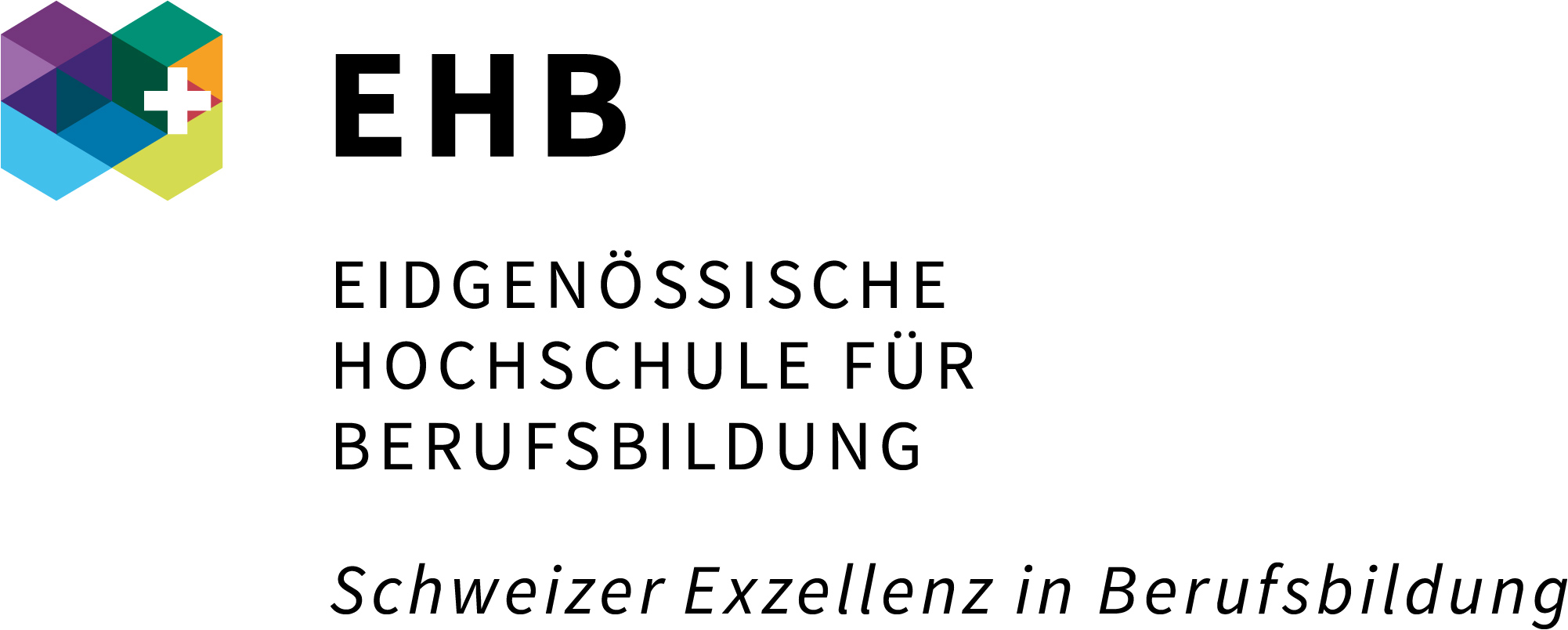 Logo der Eidgenössischen Hochschule für Berufsbildung (EHB) mit buntem geometrischem Symbol und Text in Deutsch.