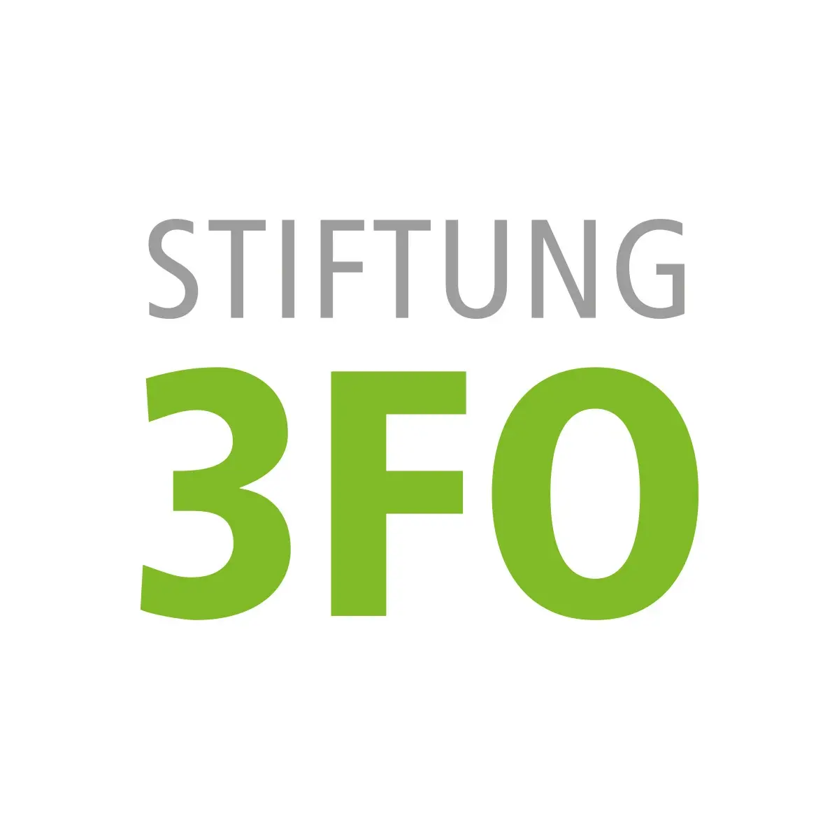 Logo der Stiftung 3F0, mit grauem Titel und grünem Zahlen- und Buchstabenkombination auf weißem Hintergrund.
