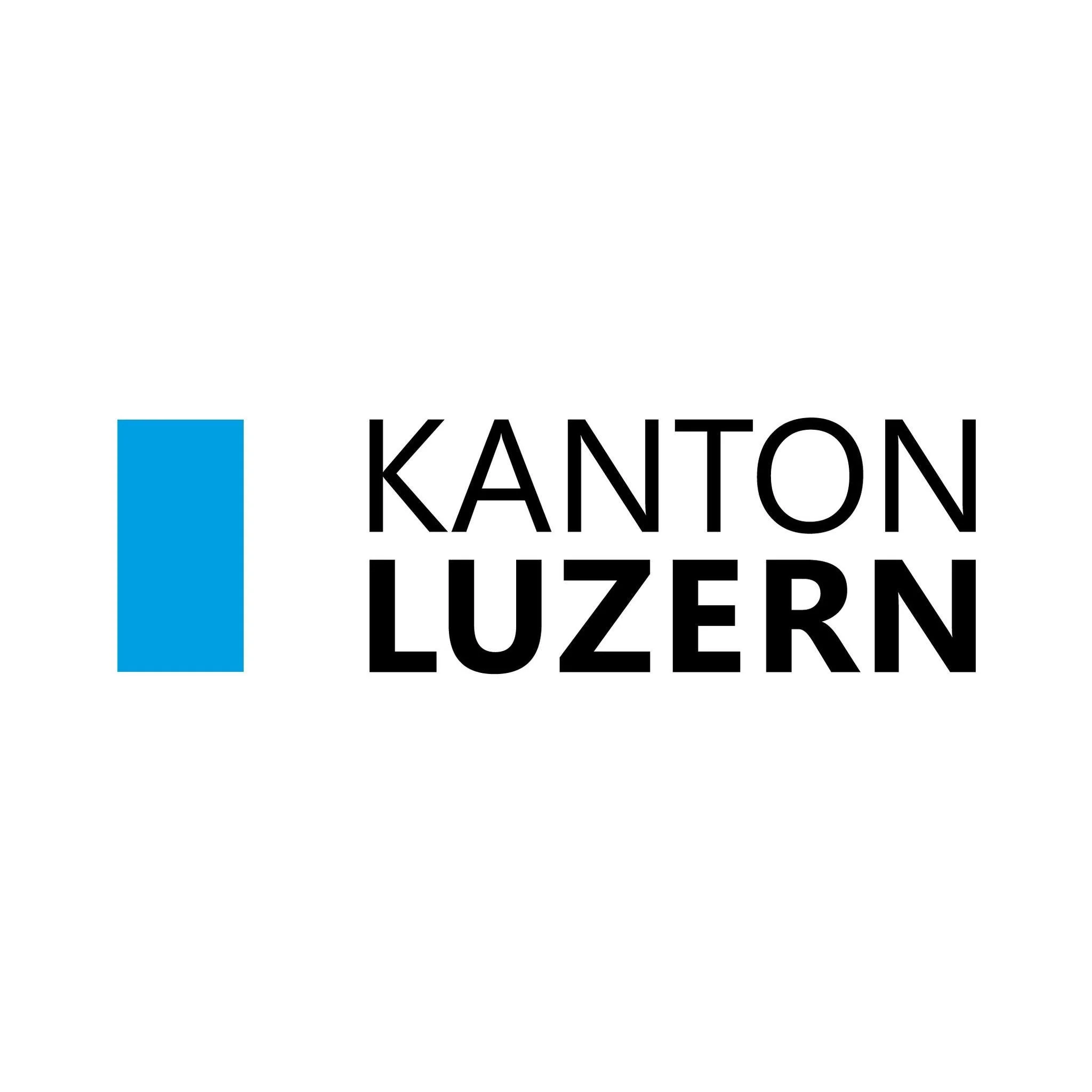 Logo des Kantons Luzern mit blauer Rechteck und schwarzem Text.
