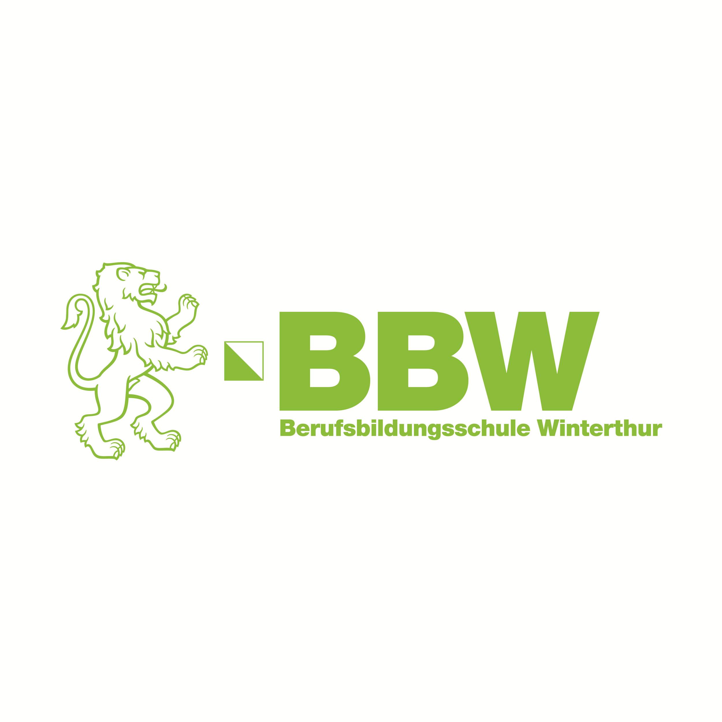 Logo der Berufsbildun​gsschule Winterthur mit einem grünen Löwen und dem Text 'BBW Berufsb​ildungsschule Winterthur'.